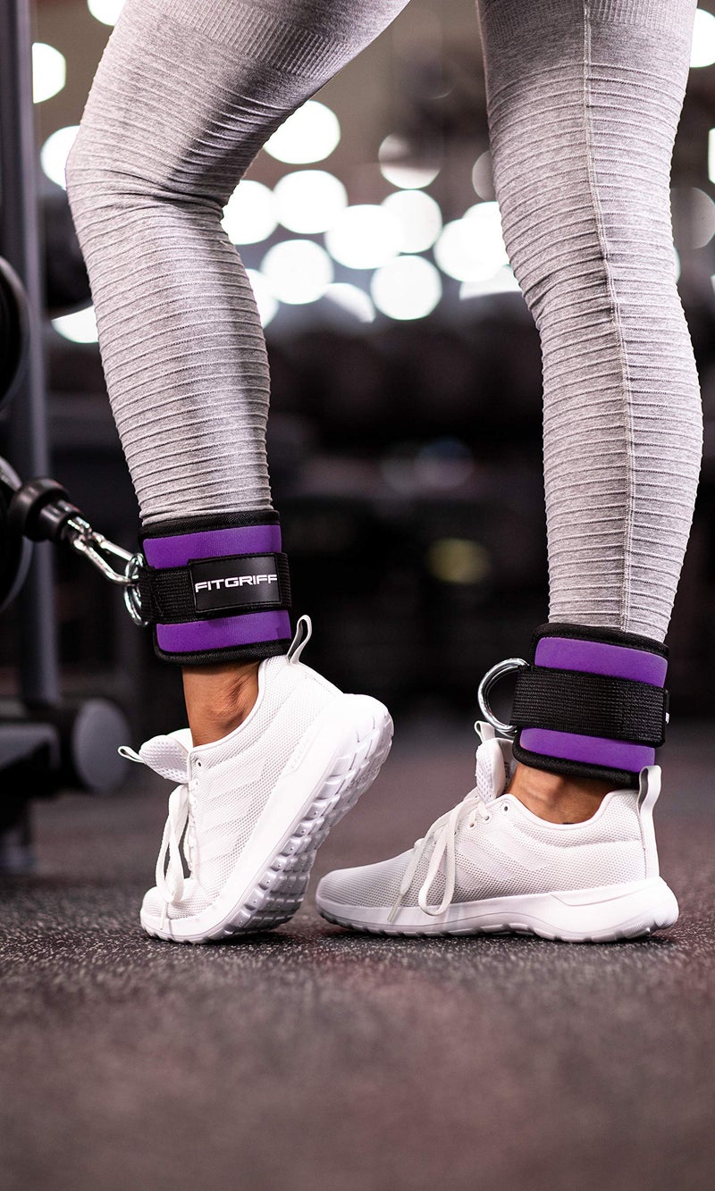 Fitgriff أحزمة كاحل Fitgriff® V1 لجهاز الكابل (قطعتان) - معدات تمارين الجيم - ملحق بكرة الساق، أحزمة دفع للخلف (بنفسجي) - Image 2